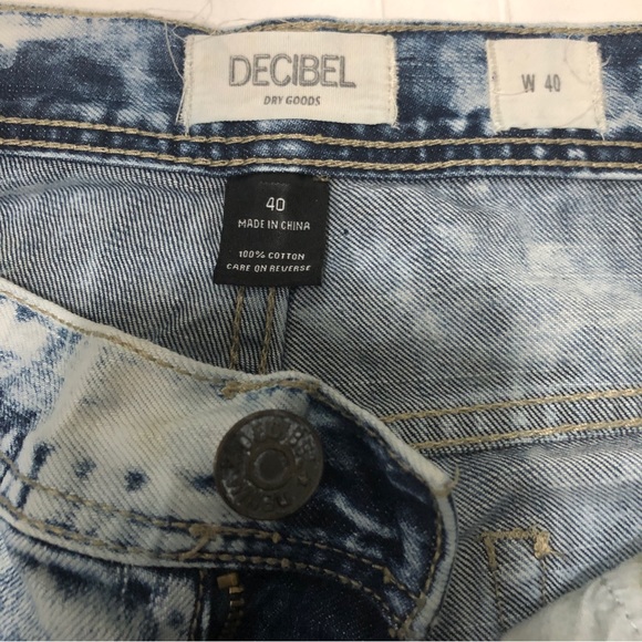 DECIBEL Pant Jean Short Men Metal Stub Belt Loop Acid Wash Distress Blue sz 40 - Picture 6 of 12